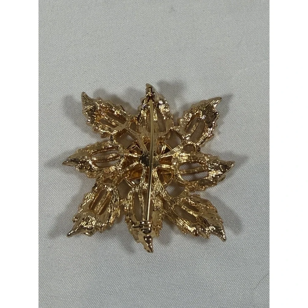 Vintage Order of the Eastern Star Gold Tone Leaf Brooch Pin OES Fraternal Jewel